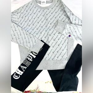 Champion Womens Size Small Gray Logo Sweatshirt & Leggings set #184